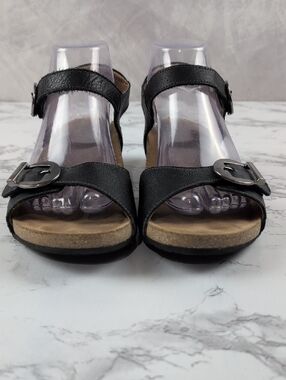 Taos Black Leather Universe Sandals | Made in Spain | Size 10-10.5 (41)